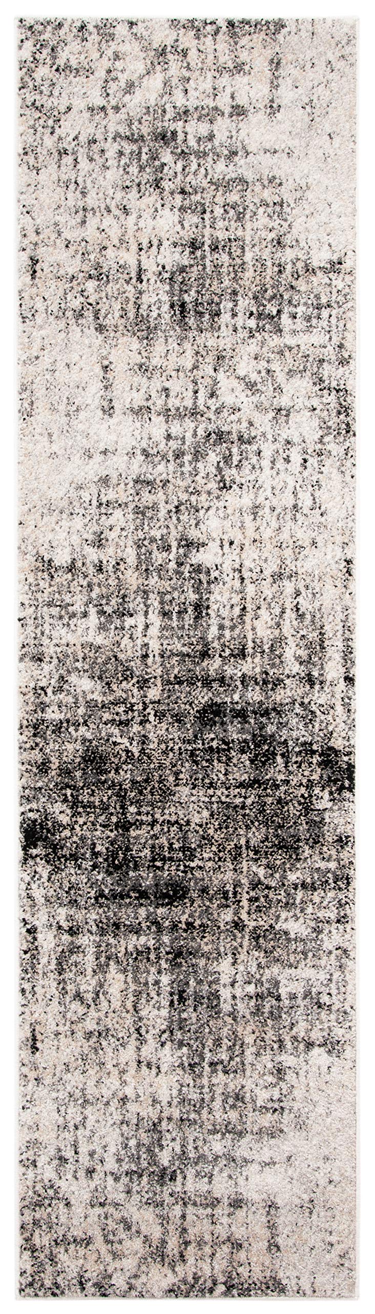 Safavieh Adirondack Collection Runner Rug - 2'6'' X 12', Silver & Black, Modern Abstract Design, Non-Shedding & Easy Care, Ideal